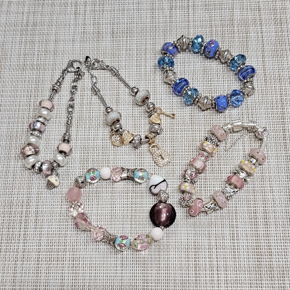 Glass Bead Bracelet Set of Four Bracelets - Picture 4 of 14